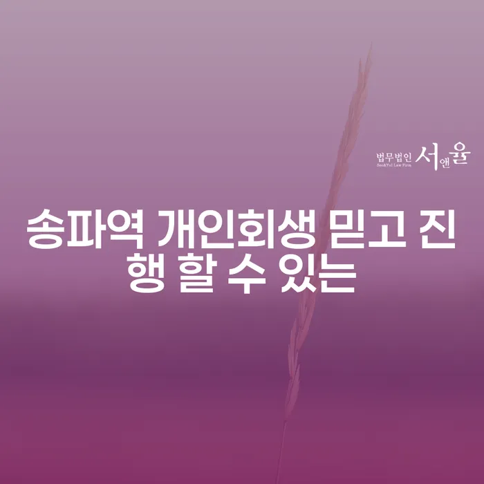 송파역 개인회생 믿고 진행 할 수 있는